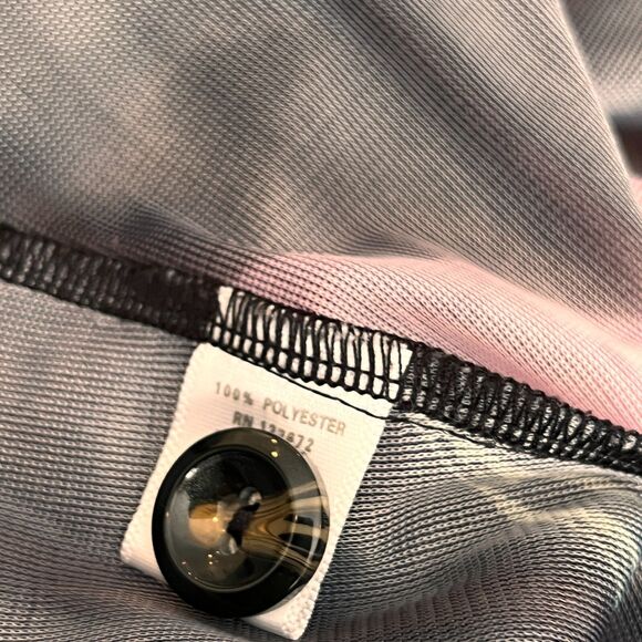 Lindi  green purple  3/4 Roll-Up Sleeve Drape Pleat Tunic Top M - Picture 5 of 7